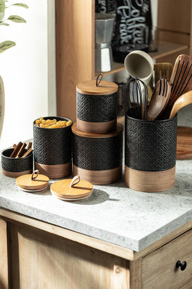 Miamolo bulk storage jar for coffee, sugar, or flour stores more at once.