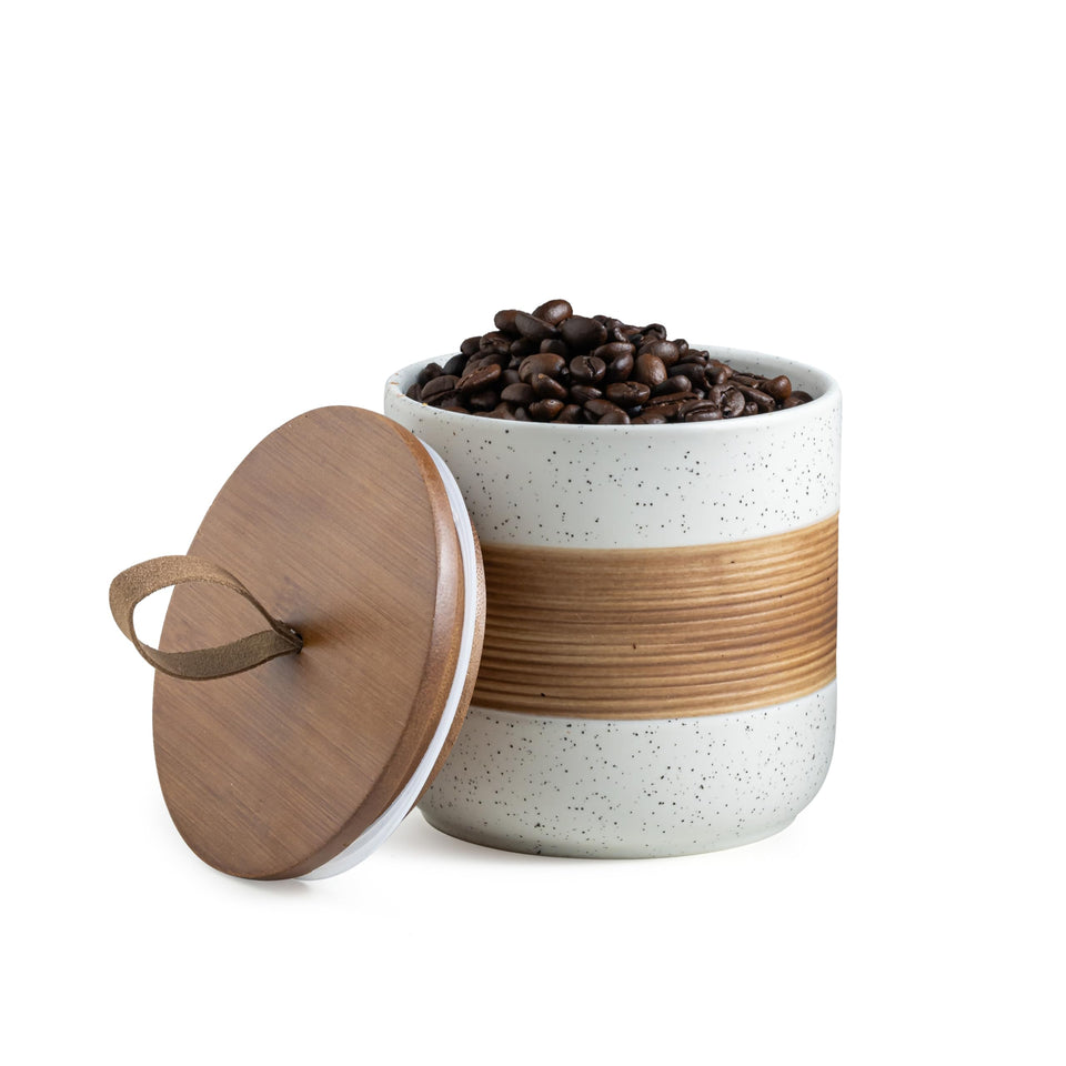 Miamolo ceramic jar with lid for airtight pantry storage of spices, sugar, or tea