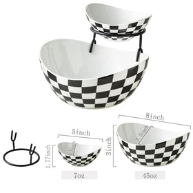 Miamolo checkered ceramic bowls close-up, durable surfaces for daily use
