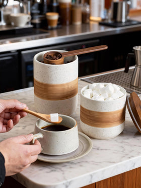 Miamolo coffee bean storage keeps beans fresh at the coffee station