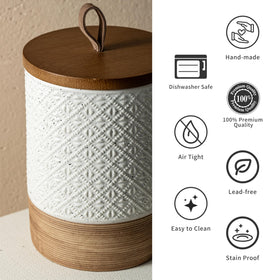 Miamolo kitchen-decor jar on white countertop