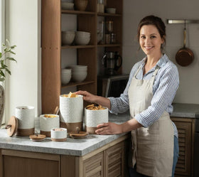 Miamolo kitchen pantry organizer blends with decor while keeping contents secure.