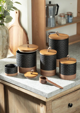 Miamolo jar complements coffee bar decor with rustic charm.
