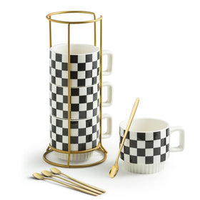 Miamolo stackable mug set with rack for easy storage.