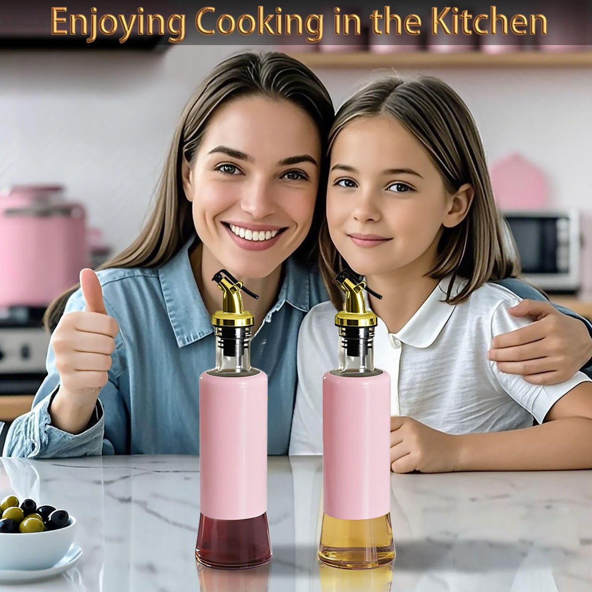 Stylish Miao'er bottles adorn the countertop as decorative, functional kitchenware.