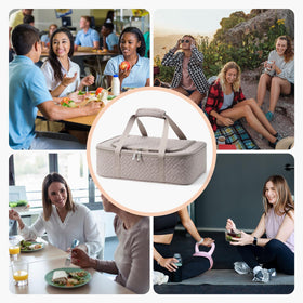 Color options for MIAOJIE insulated casserole carrier: gray, beige, pink, leopard