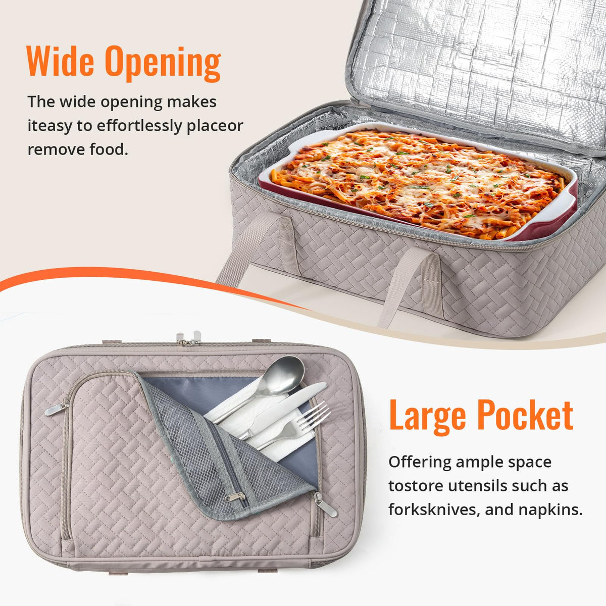 Dual padded handles on MIAOJIE casserole carrier for comfortable carrying