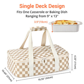 MIAOJIE insulated casserole carrier accommodates 11x15 dishes with secure carry