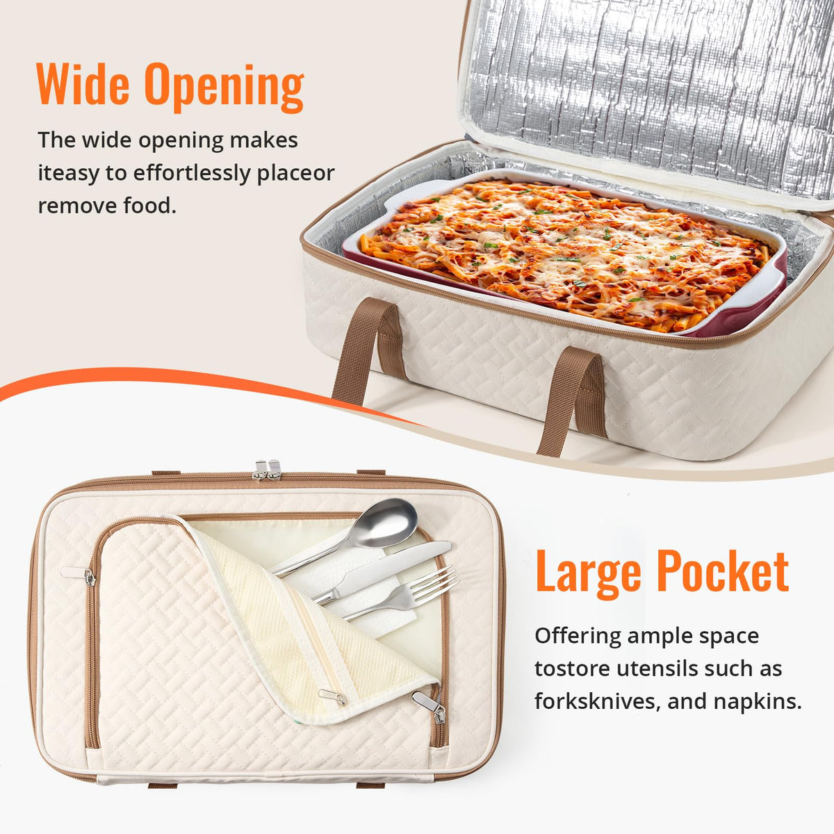 MIAOJIE beige carry handles emphasize comfortable transport