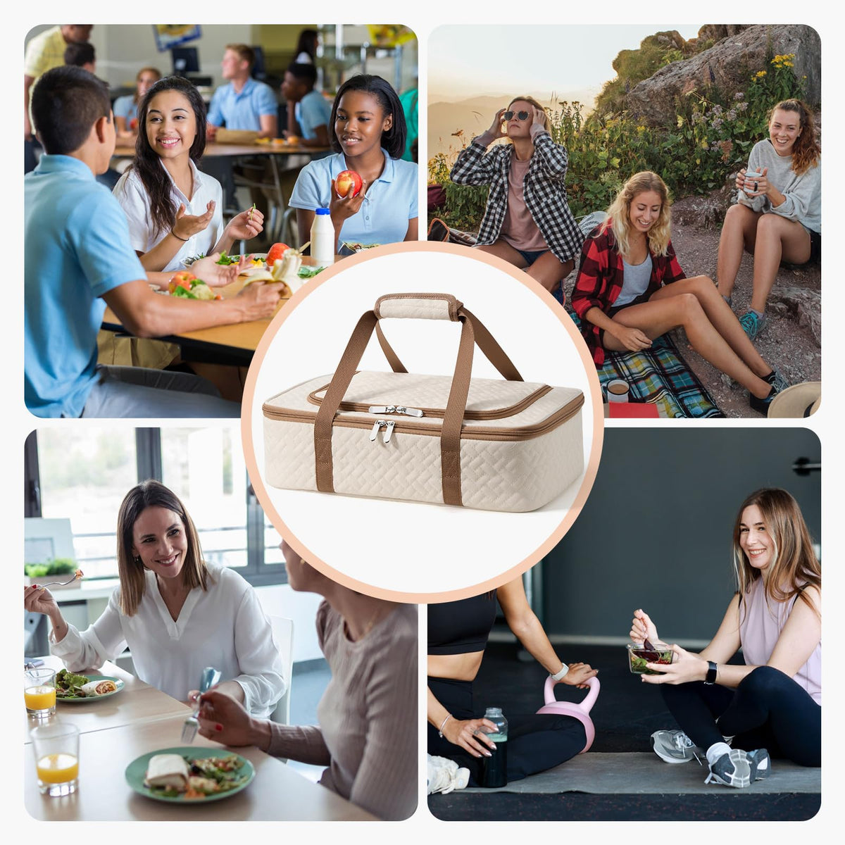 MIAOJIE beige size-fit note indicates compatibility with standard 9x13 dishes