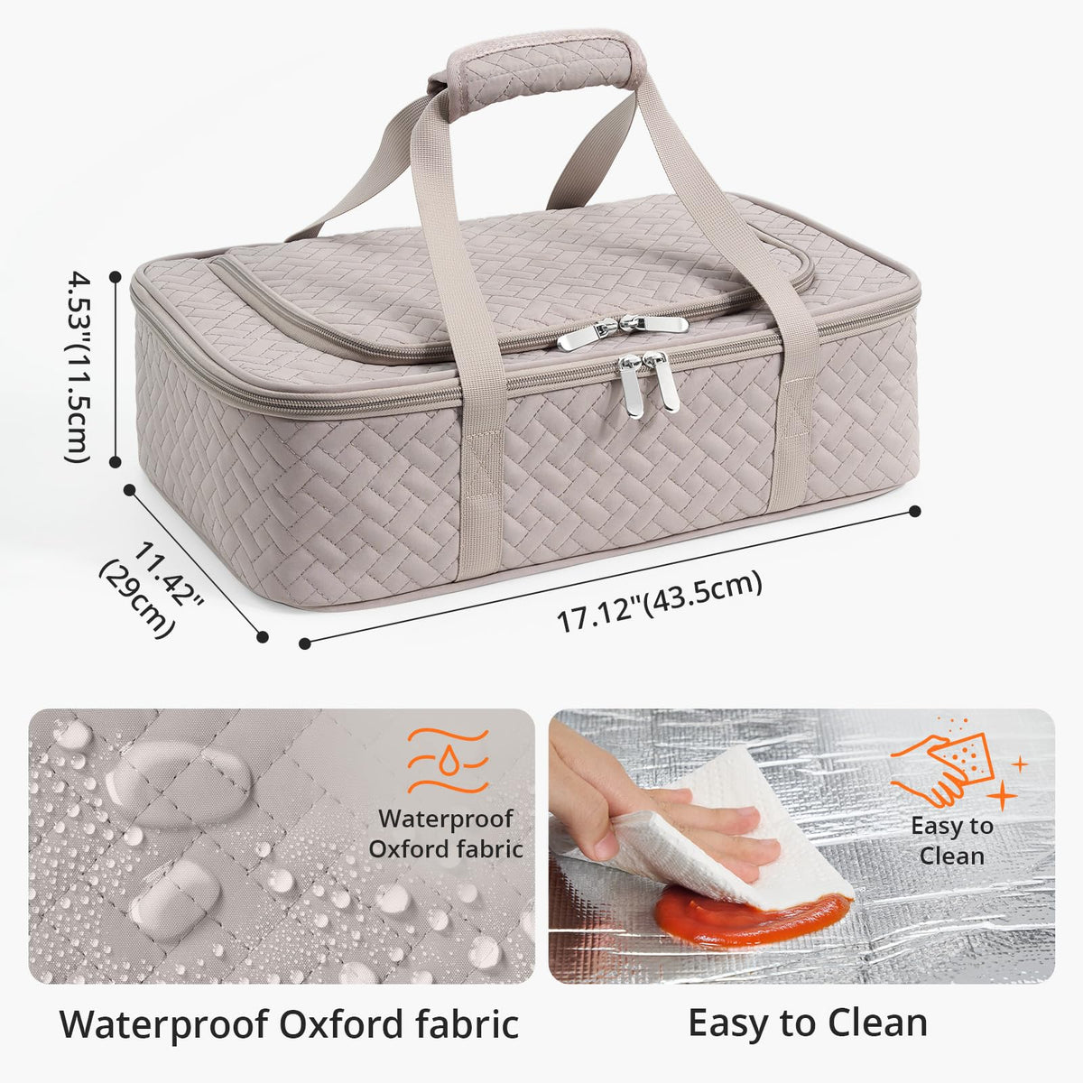 MIAOJIE carrier accommodates 9x13 baking dishes for convenient transport
