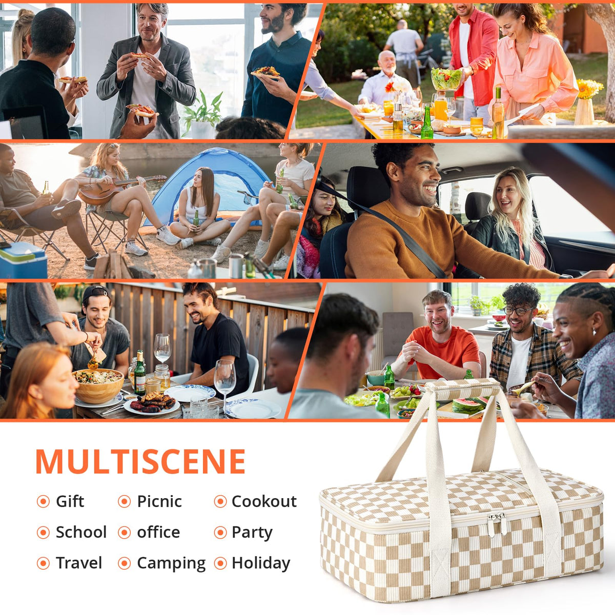 MIAOJIE exterior pocket stores utensils and napkins for organized transport