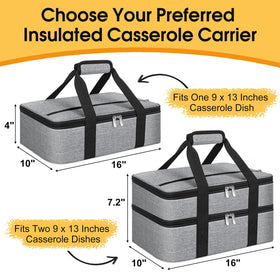 MIAOJIE insulated casserole carrier interior lining with 8mm foam preserves hot and cold