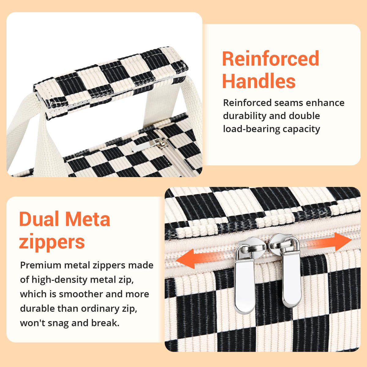 Portable tote with comfortable padded handles for easy carrying.