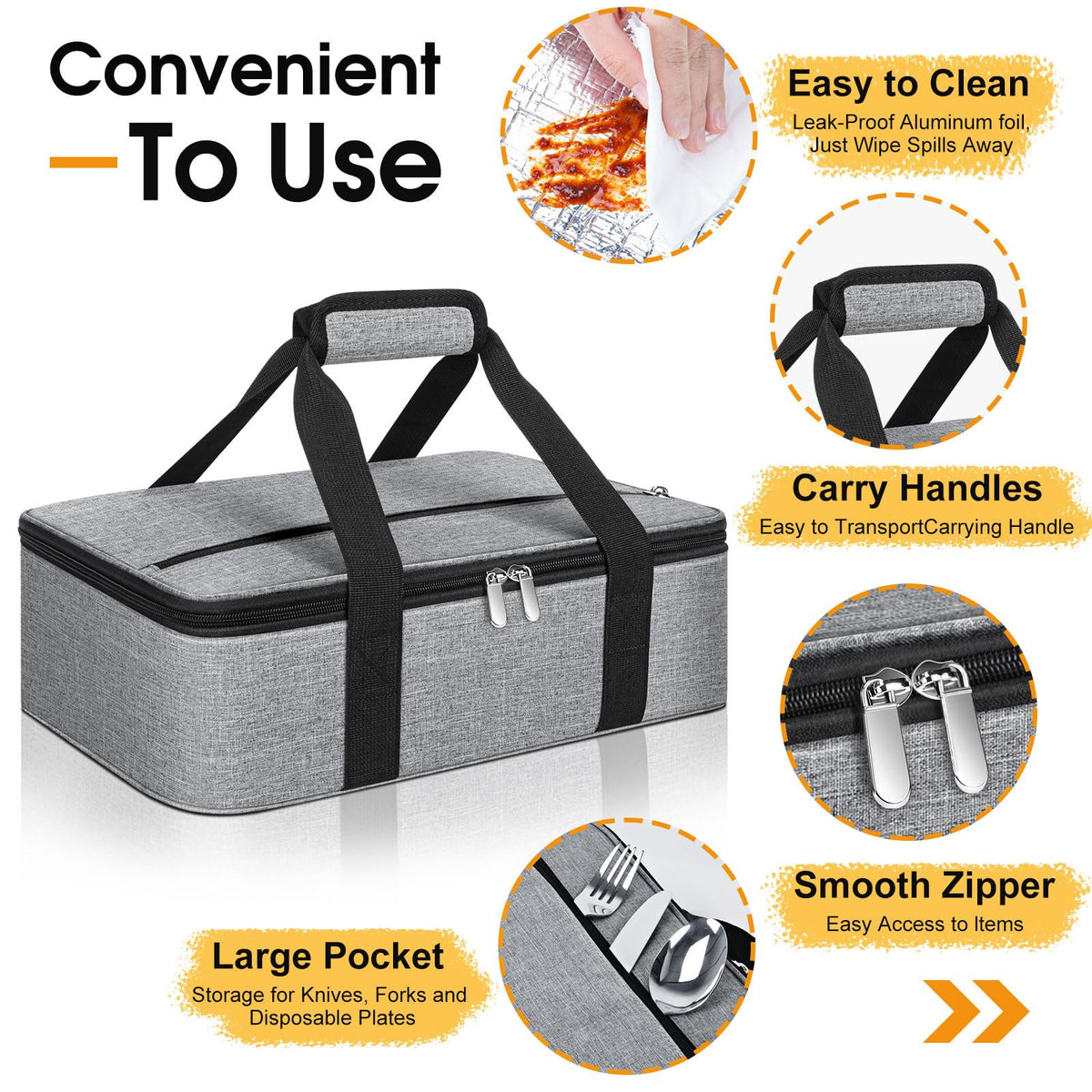 MIAOJIE insulated casserole carrier wide opening for easy packing