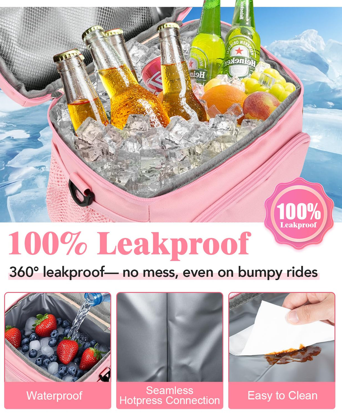 MIAOJIE lunch bag side pocket holding a water bottle for quick reach