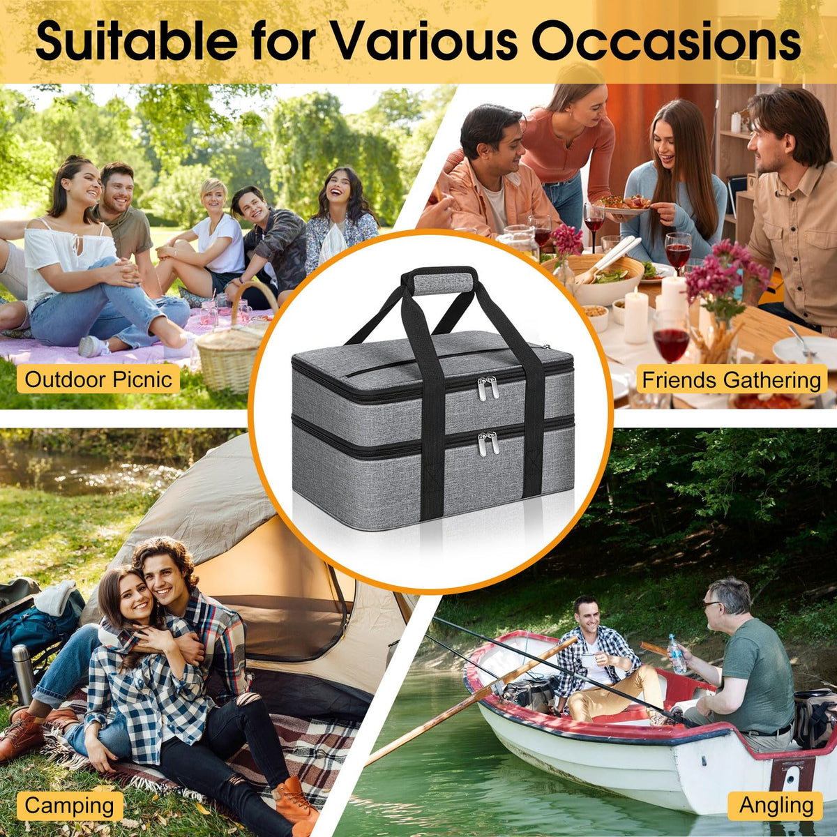 MIAOJIE versatile insulated bag ideal for potlucks, picnics, and BBQs.
