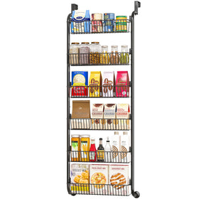 MIAOLI over-the-door spice rack demonstrates organized six-tier storage for easy access.