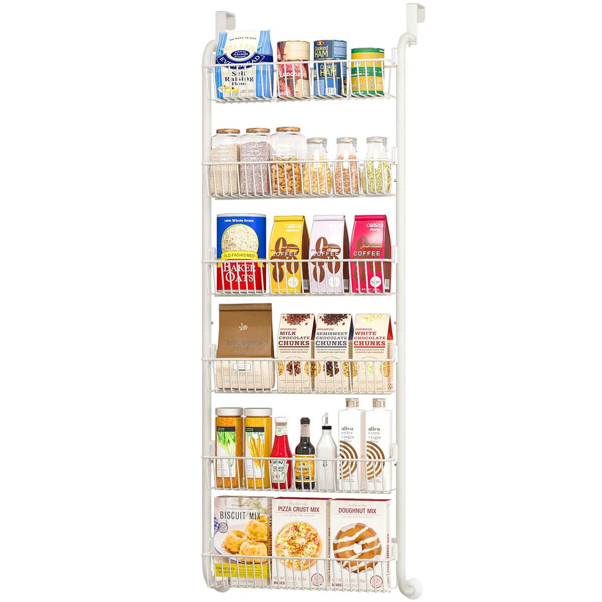 MIAOLI over-the-door rack front view for organized pantry space.