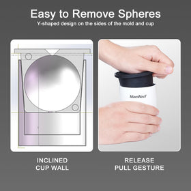 Miaowoof easy removal ice ball demonstrating silicone mold action