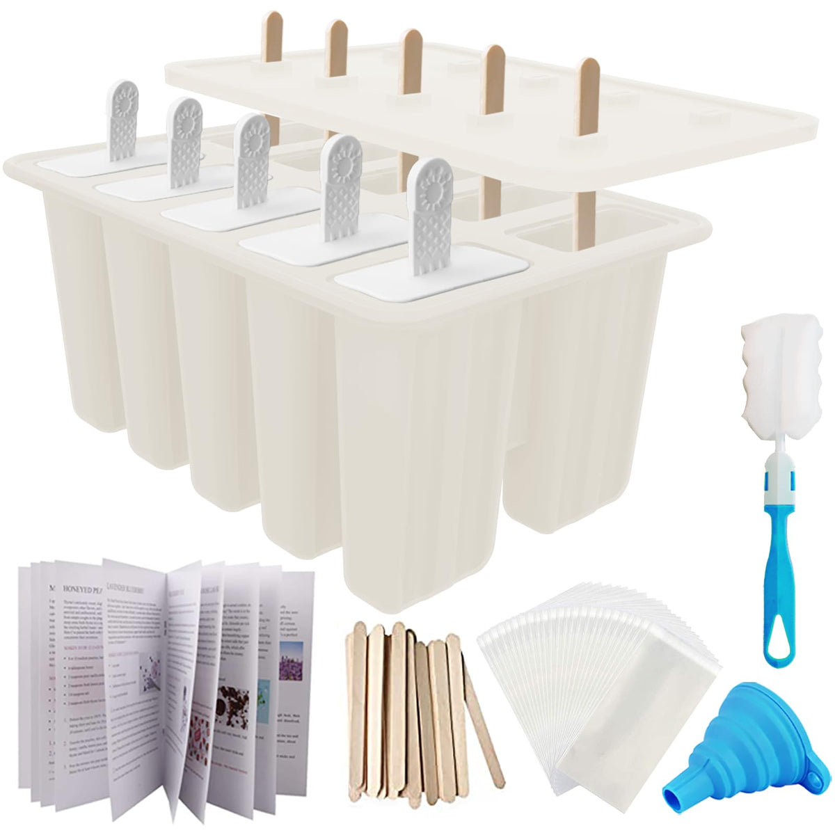 Miaowoof 10-cavity silicone popsicle molds for safe frozen treats.