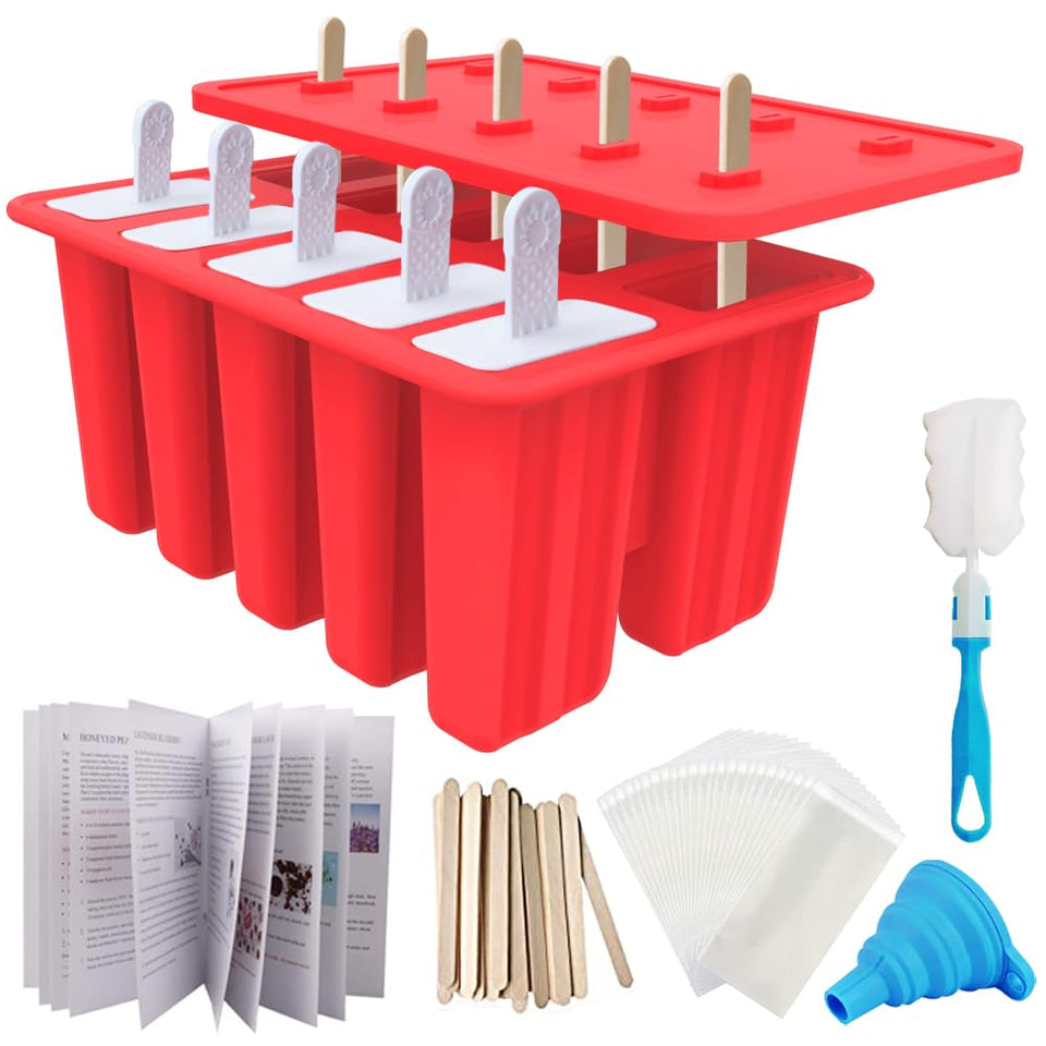 Miaowoof 10-cavity silicone mold for DIY popsicles, easy-release design.