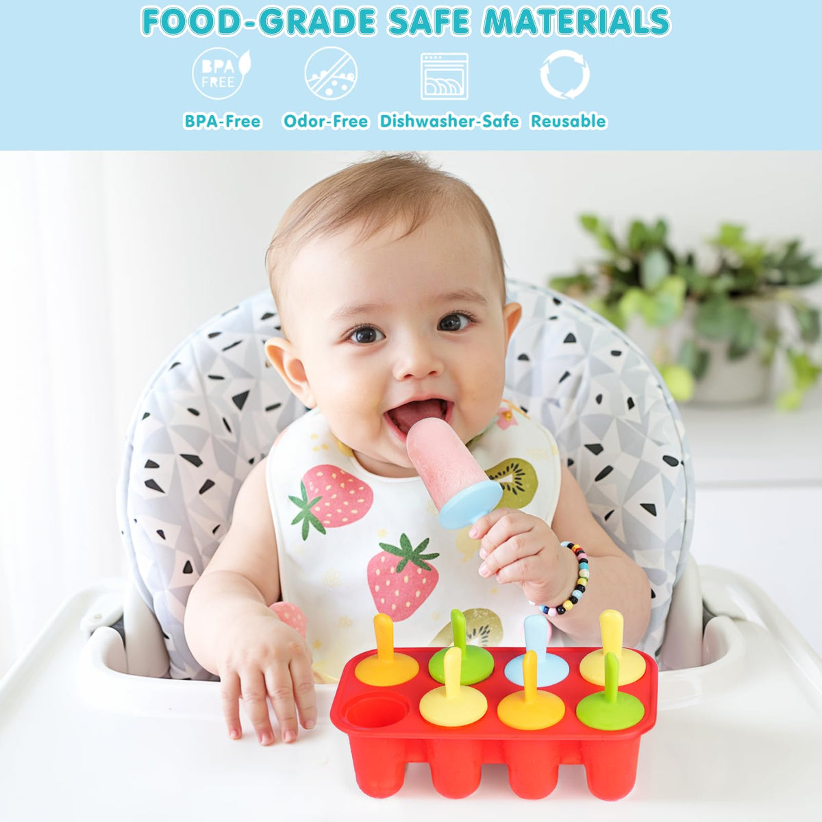 Miaowoof kid-friendly popsicle mold in red, helps create mess-free snacks for busy mornings.