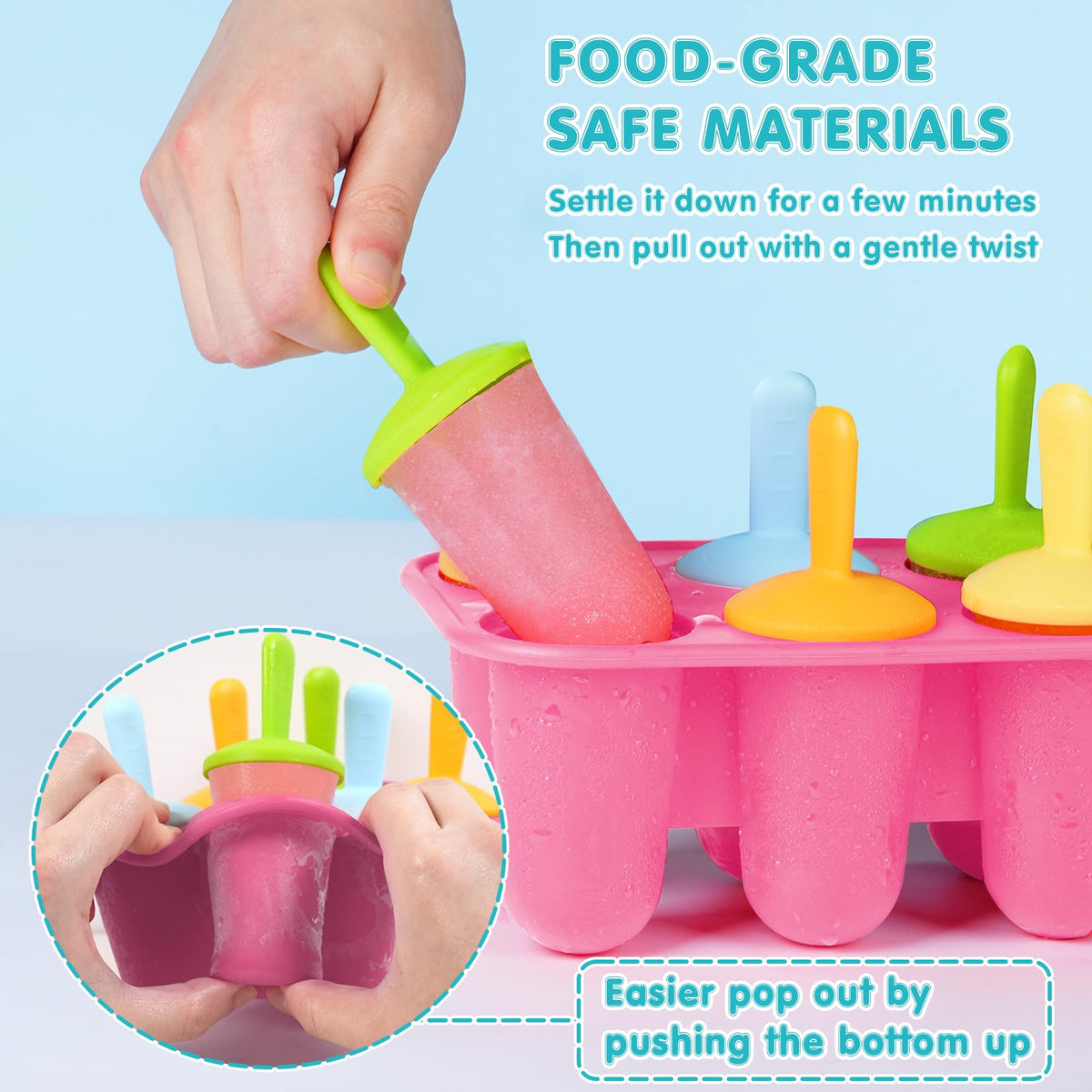 Miaowoof non-BPA silicone popsicle mold with easy-release design