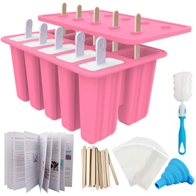 Miaowoof 10-cavity pink silicone popsicle mold ready for homemade treats.