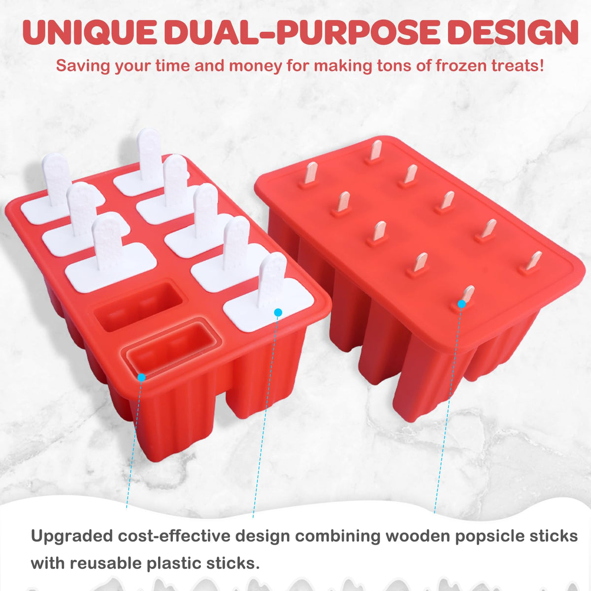 Miaowoof 50 sticks pack for durable, reusable pops.