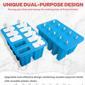 Miaowoof reusable ice pop sticks in blue, durable for many batches.