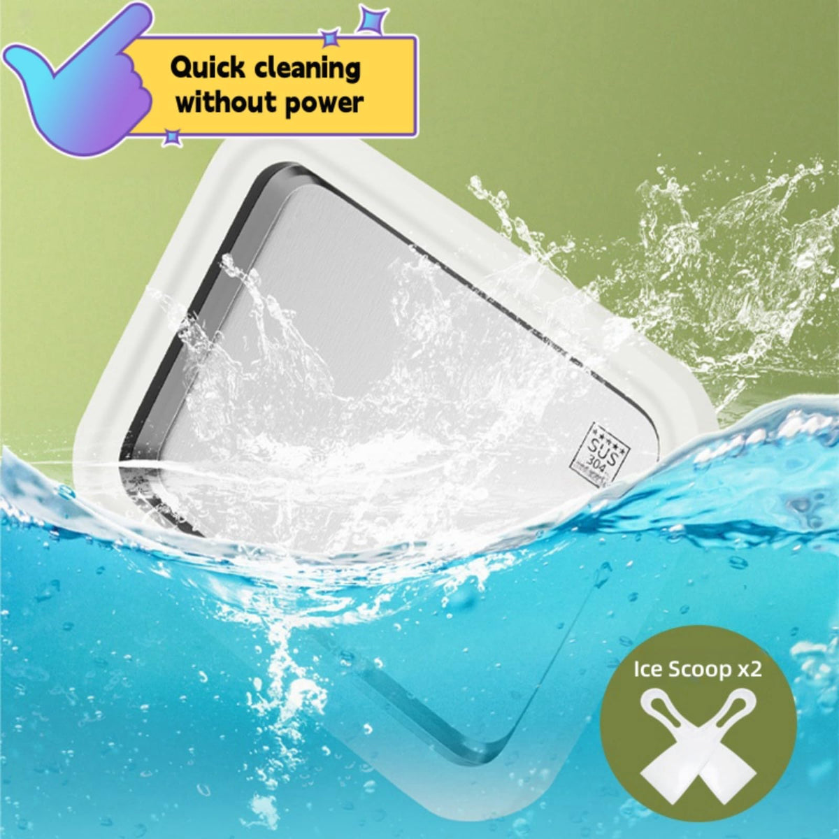 MICEAN easy-use ice cream pan white finish shows 5-minute prep and scoop