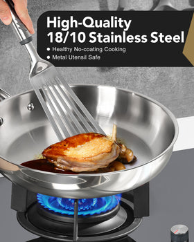 MICHELANGELO 8-inch pan Triply base reveals even heat distribution for consistent results.
