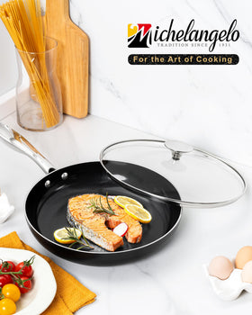 Michelangelo pan compatible with induction and other cooktops.