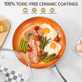 Copper pan demonstrates uniform heat across the cooking surface.