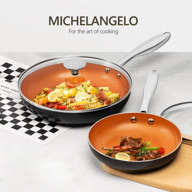 Induction-compatible MICHELANGELO copper pan suitable for all stove tops.