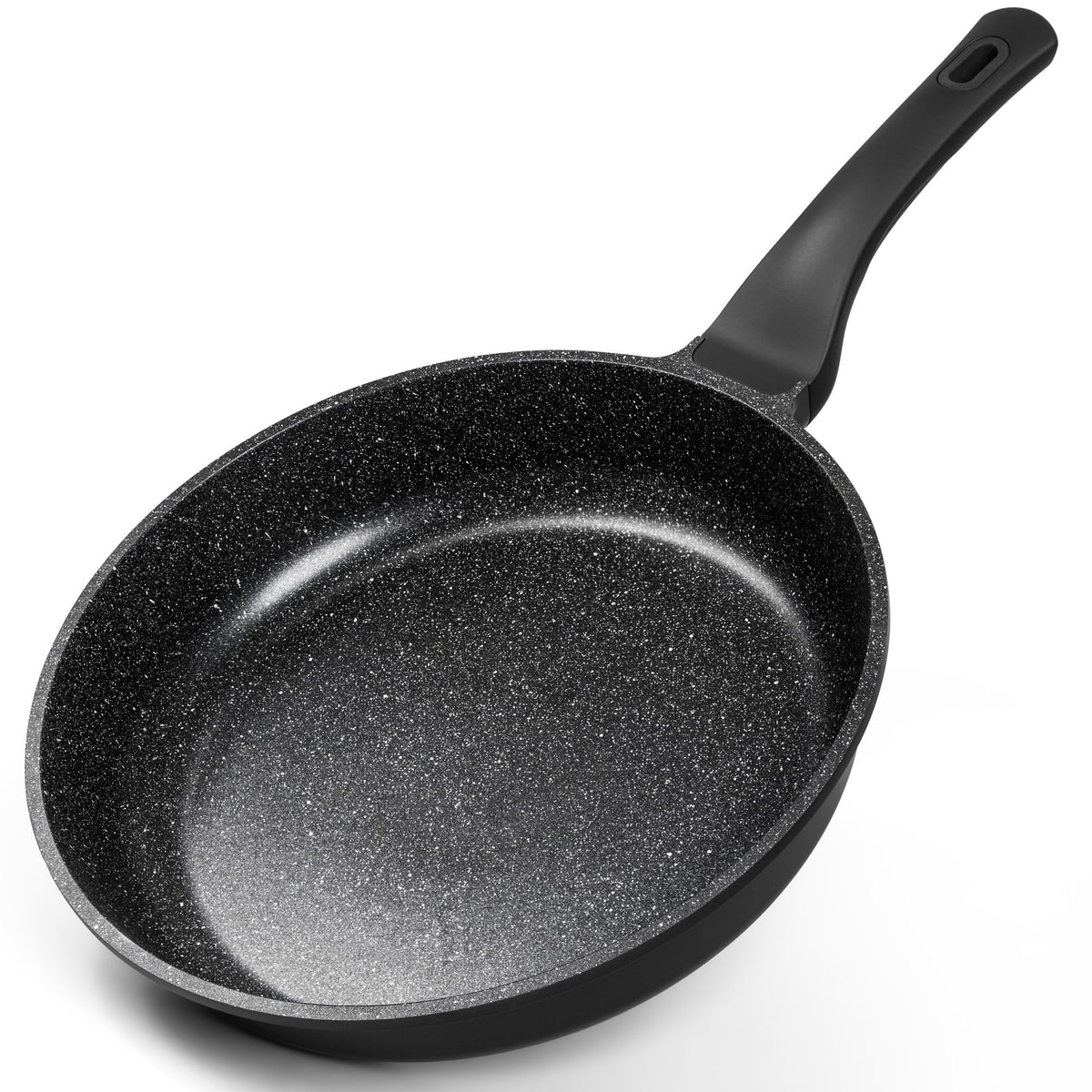 Michelangelo nonstick frying pan 12-inch surface enabling easy, stick-free cooking.