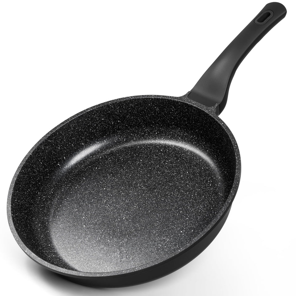 Michelangelo nonstick frying pan 12-inch surface enabling easy, stick-free cooking.