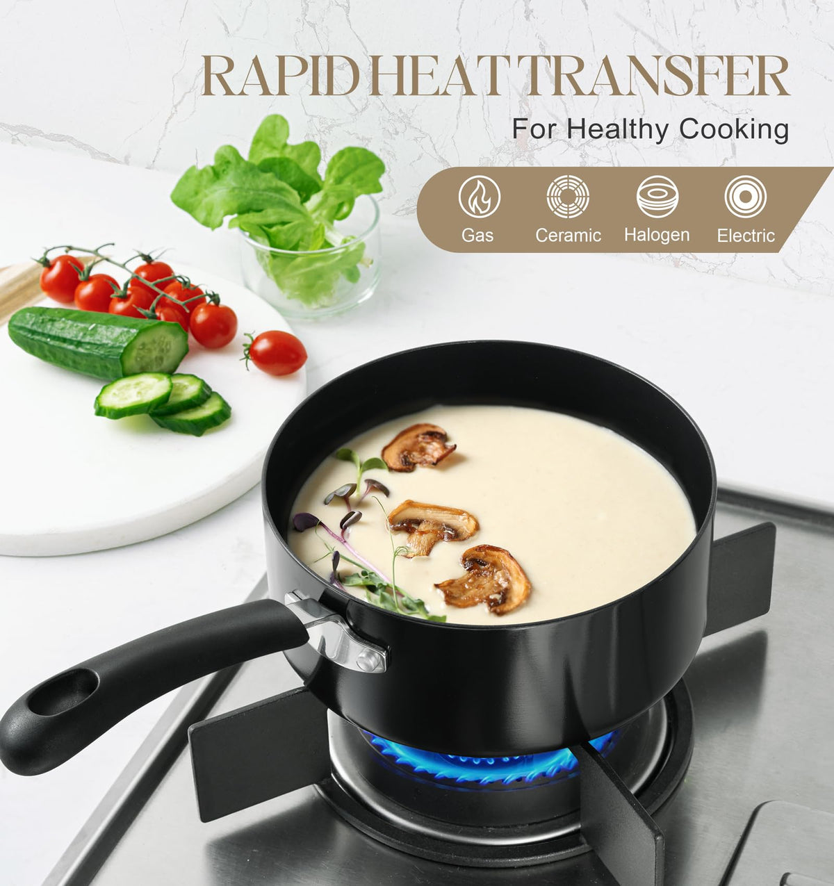 MICHELANGELO 1qt interior ideal for quick oats or small sauces.