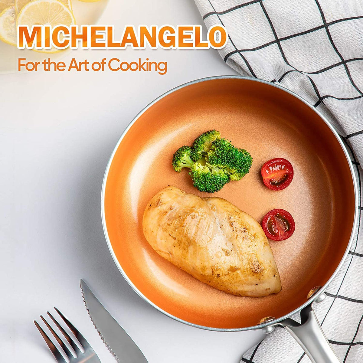 12-inch copper pan safely used in oven up to 450°F.