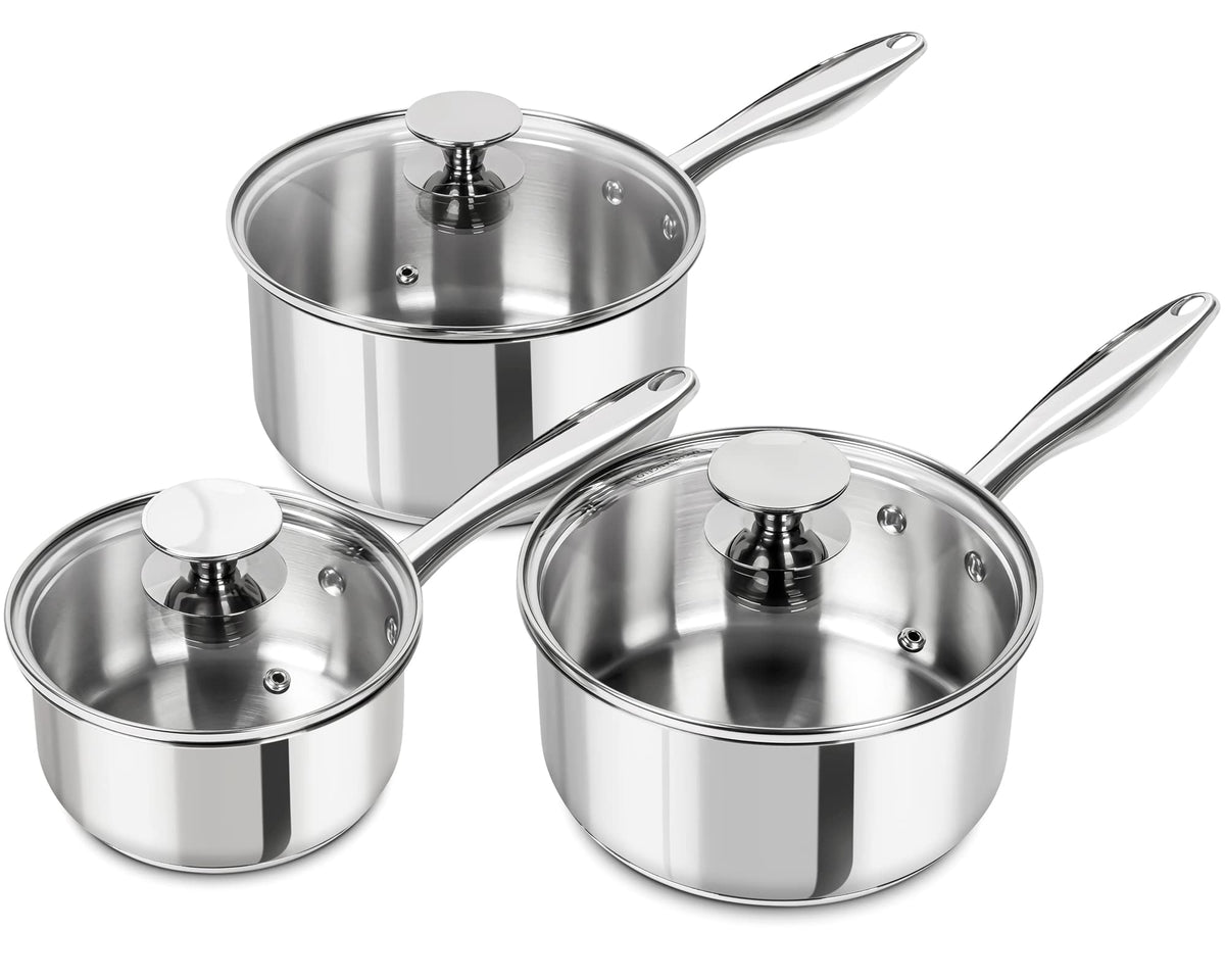 Michelangelo 1qt saucepan with lid for quick weeknight sauces.