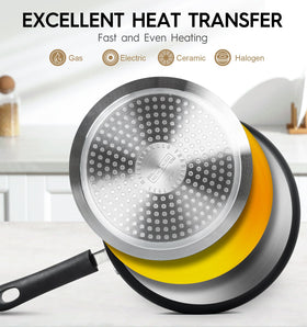 MICHELANGELO pan base provides fast, even heating on all cooktops.