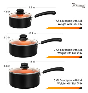 MICHELANGELO ergonomic handle stays cool during cooking for comfort.