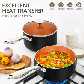 Michelangelo saucepan glass lid view demonstrates visible progress and flavor preservation.