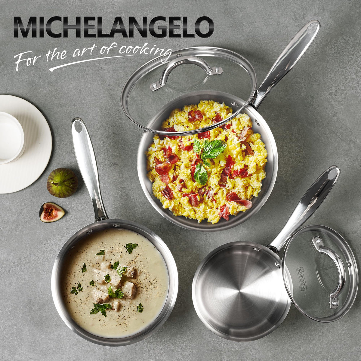 Michelangelo drip-free pouring edge reduces spills.
