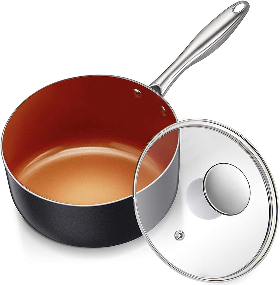 Michelangelo saucepan with lid glass view shows clear visibility for simmering sauces