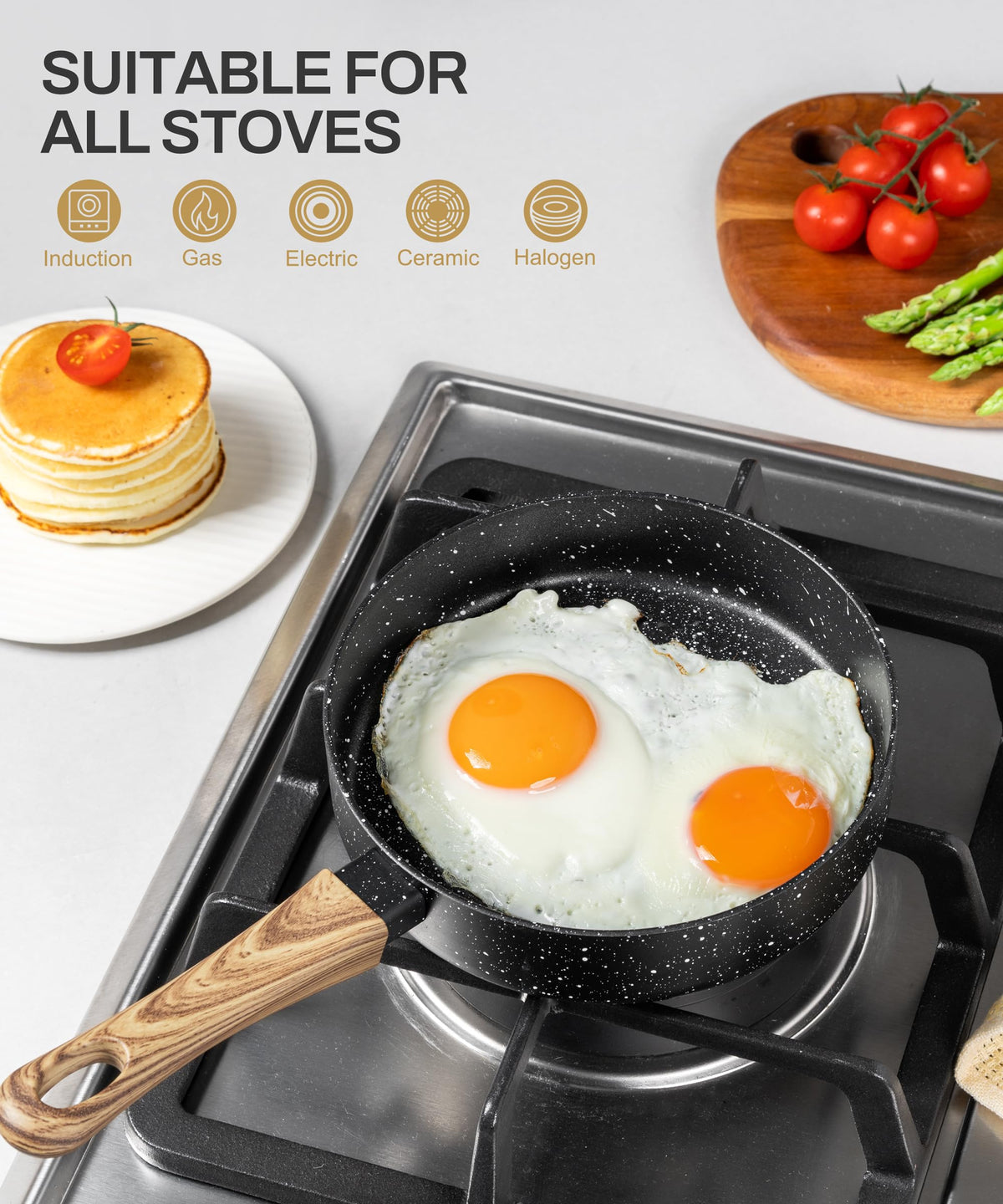 MICHELANGELO nonstick coating lets eggs release cleanly and wipe clean.
