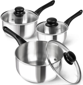 MICHELANGELO 1qt stainless steel saucepan with lid for quick sauces.