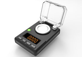 MicolMeas scale in use with clear readings on a stable platform.