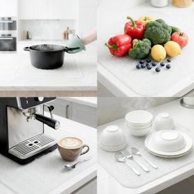 Heat-resistant up to 450°F, MicoYang mat protects surfaces during hot items.
